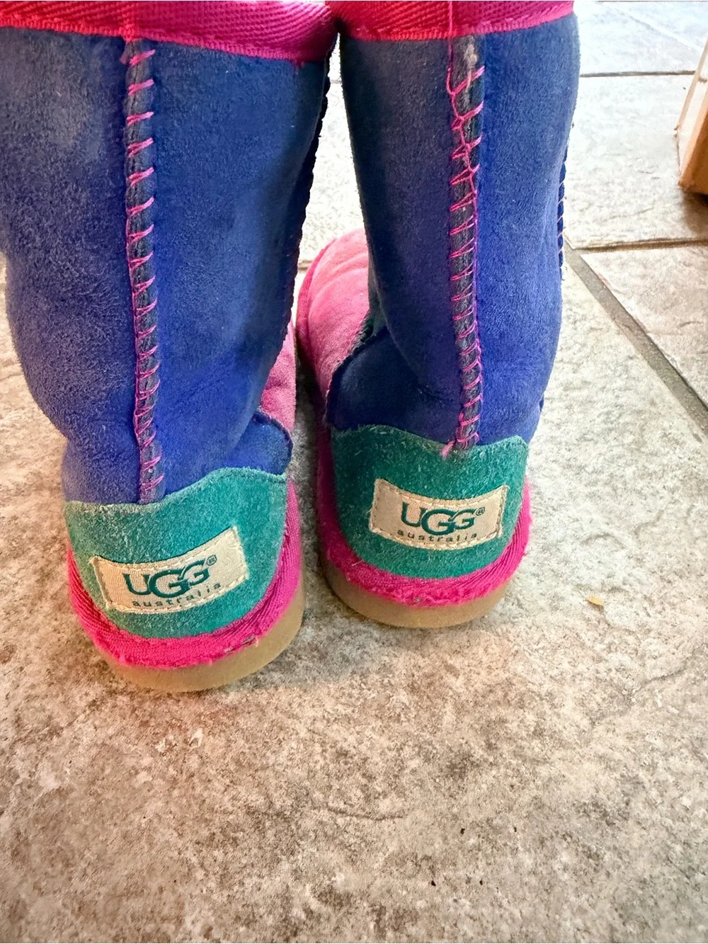 UGG Kids Suede Footie Boots in Purple, Pink & Green